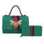 Green Jeweled Bee Satchel Handbag w/Wallet