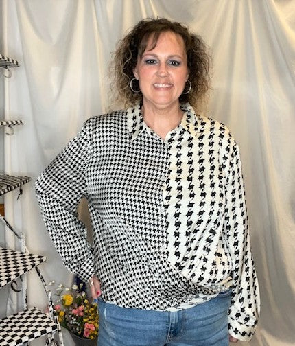 Houndstooth Blouse (Plus)