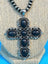 Black Covina Cross Silver Pearl Layered Necklace