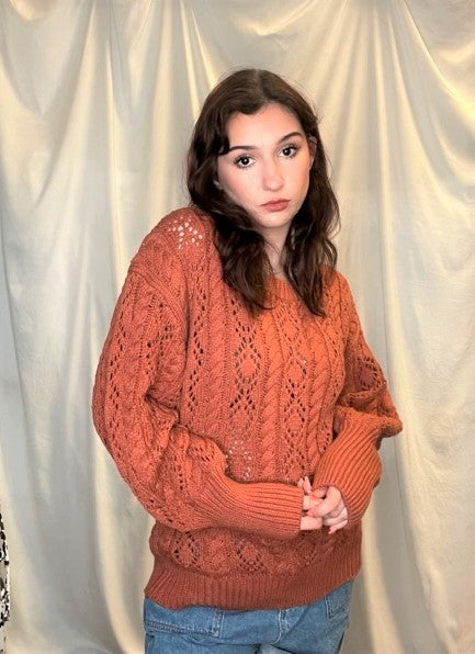 Rust Color Cable Knit Sweater
