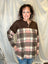 Brown Check Print Solid Contrast Top - Size Large