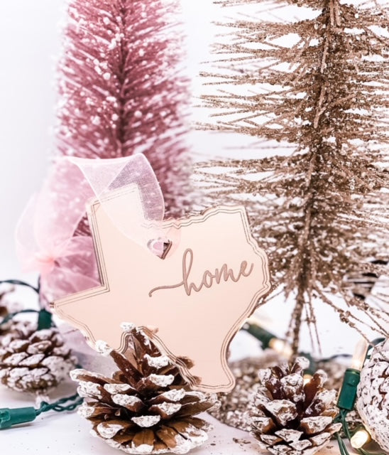 Rose Gold Mirrored Christmas Ornament