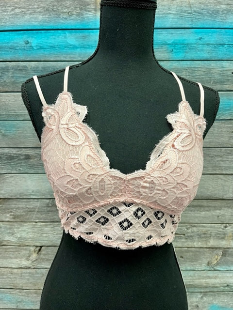 Pink Lace Bralette-Bralette-The Distressed Rose