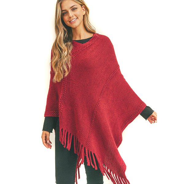 Sweater Style Poncho in Burgundy, Taupe or Black - One Size