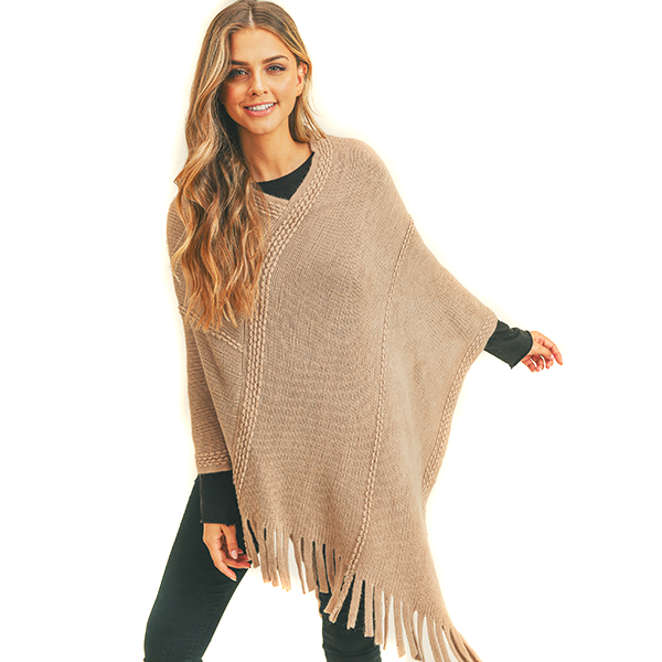 Sweater Style Poncho in Burgundy, Taupe or Black - One Size