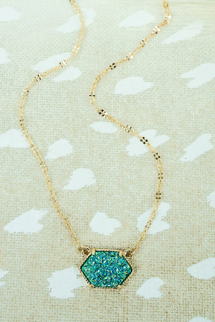 Emerald druzy necklace