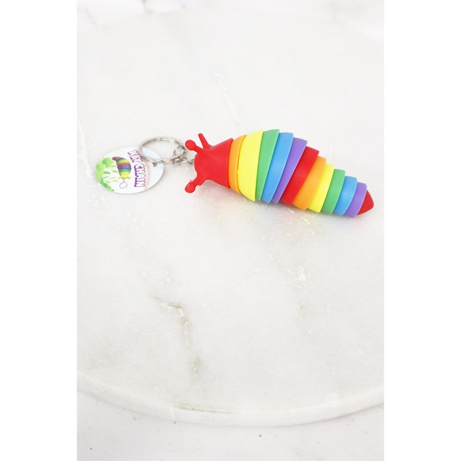 Rainbow Fidget Slug Keychain