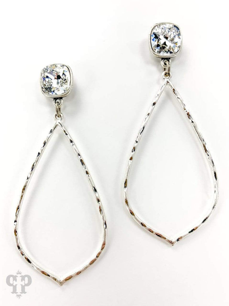 Silver Open Diamond Earrings-Earrings-The Distressed Rose